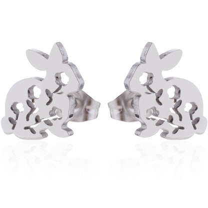 Mini rabbit earrings, new style sweet cute simple hollow earrings Korean fashion earrings wholesale