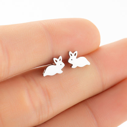 Mini rabbit earrings, new style sweet cute simple hollow earrings Korean fashion earrings wholesale