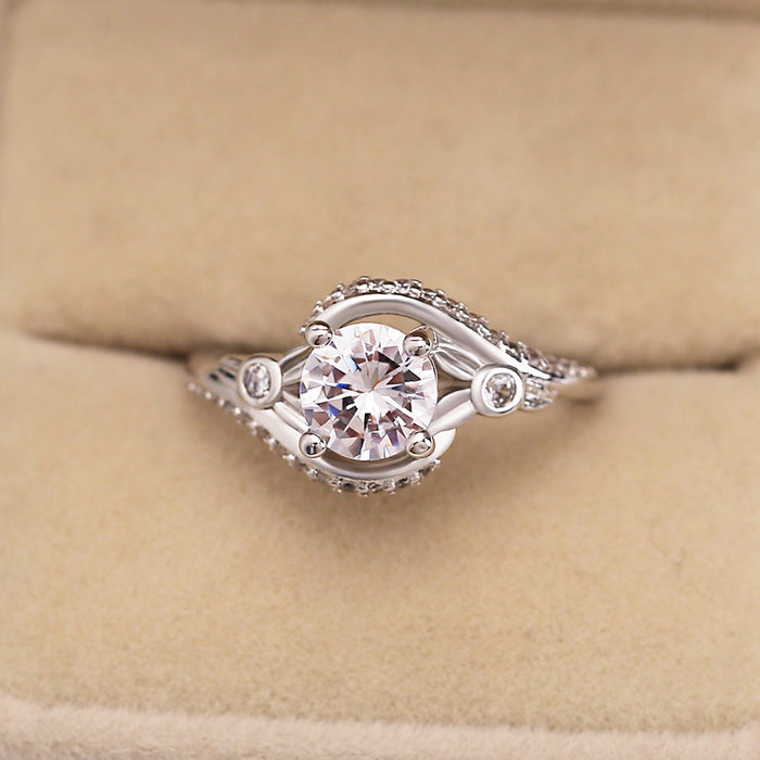 Gold Plated Oval Zirconia Simple Ring