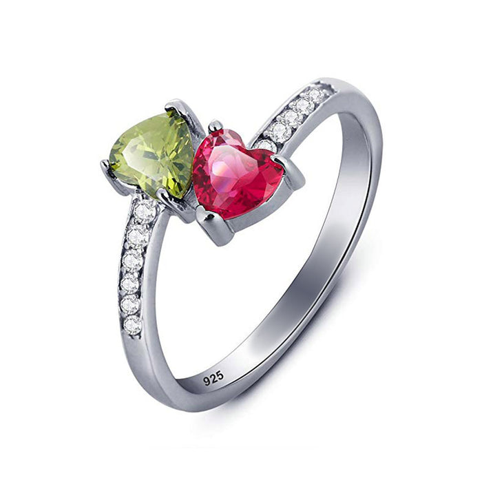 Gold-plated hollow zircon heart-shaped ring