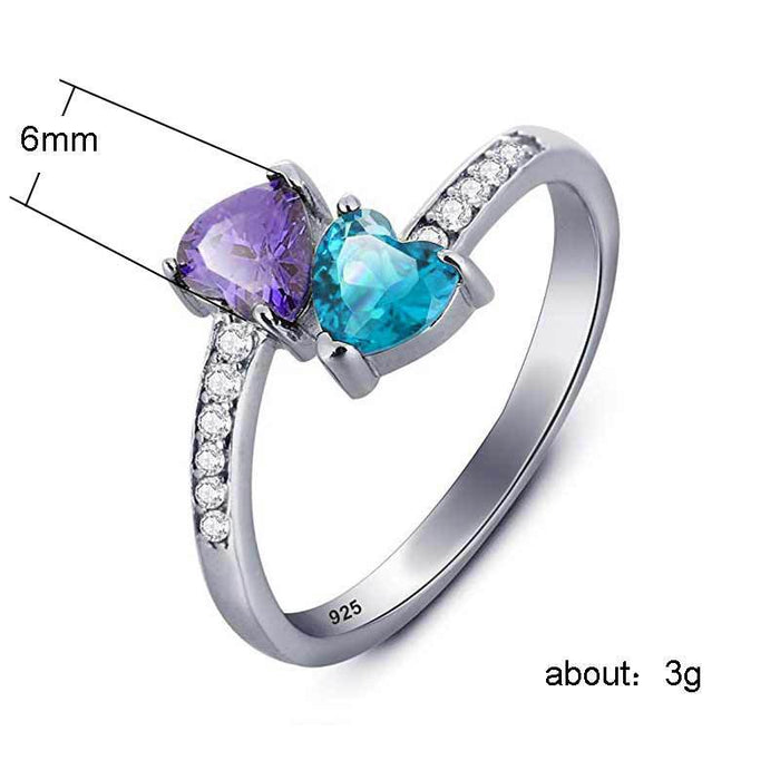 Gold-plated hollow zircon heart-shaped ring