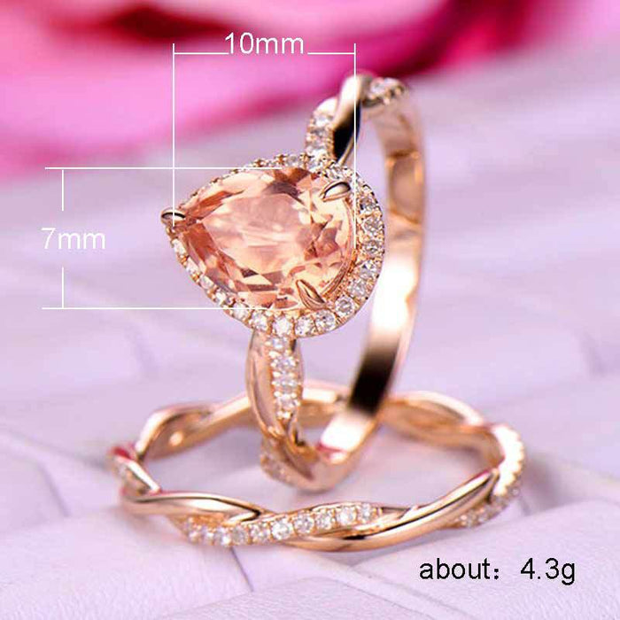 Anillo de doble capa con diamantes y circonitas en oro rosa