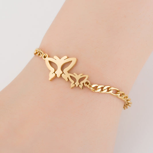 Stainless steel butterfly bracelet, fashionable insect design Valentine's Day gift wholesale