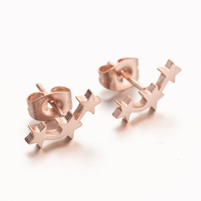 Pendientes de acero inoxidable con triple estrella: joyas geométricas sencillas y elegantes