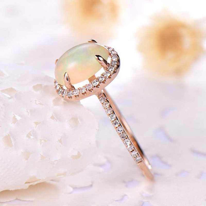 White gold plated zircon hollow butterfly ring