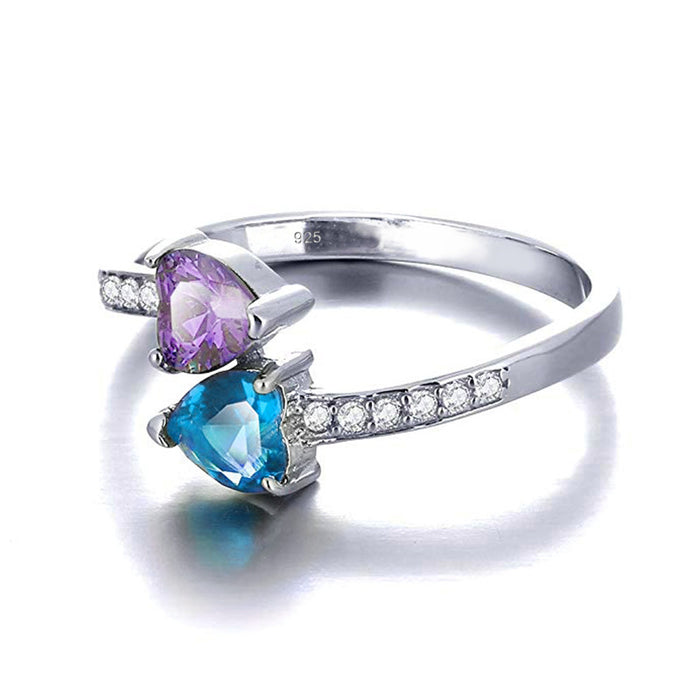Gold-plated hollow zircon heart-shaped ring