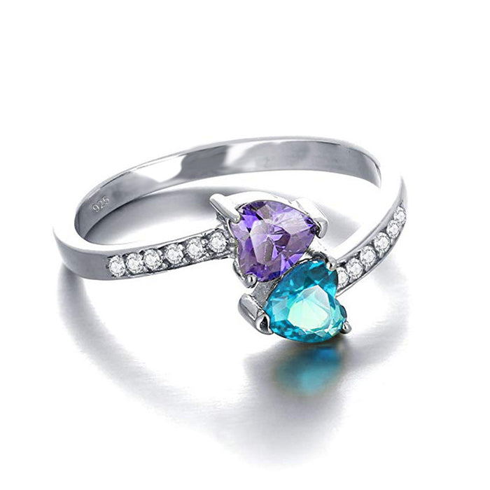 Gold-plated hollow zircon heart-shaped ring