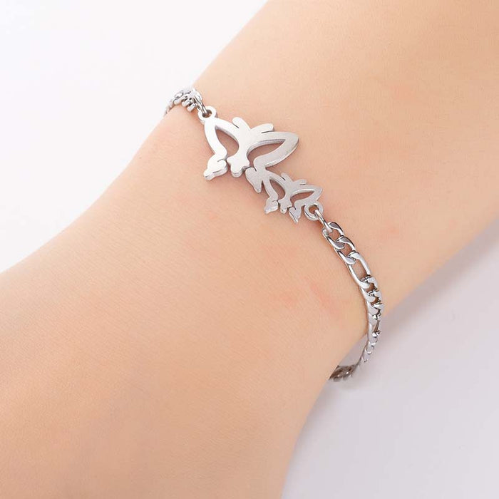 Stainless steel butterfly bracelet, fashionable insect design Valentine's Day gift wholesale