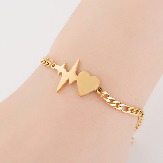 Geometric heart beating heart bracelet, European and American fashion jewelry wholesale