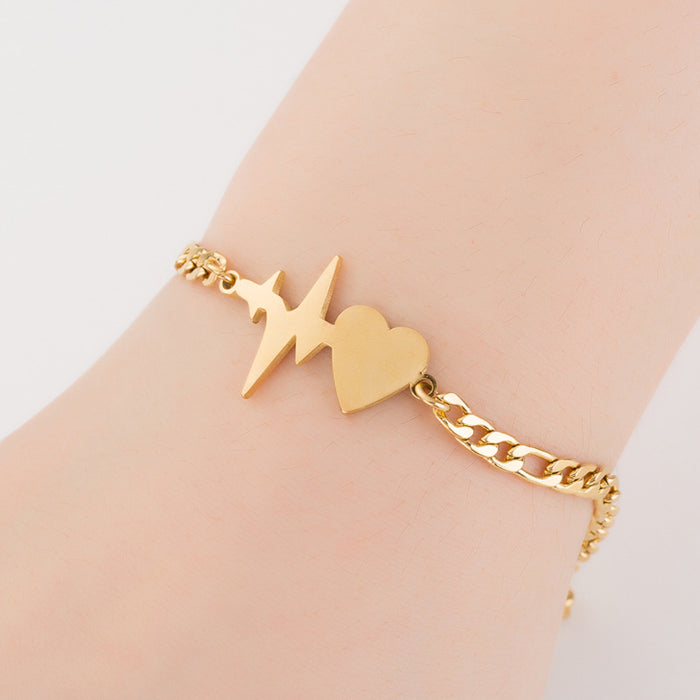 Geometric heart beating heart bracelet, European and American fashion jewelry wholesale