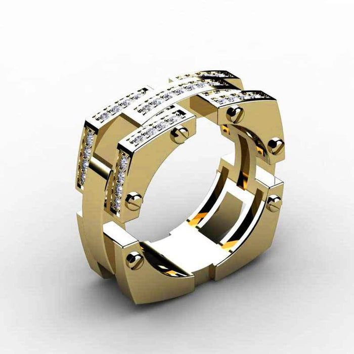 Gold-plated zircon heart-shaped double-layer ring