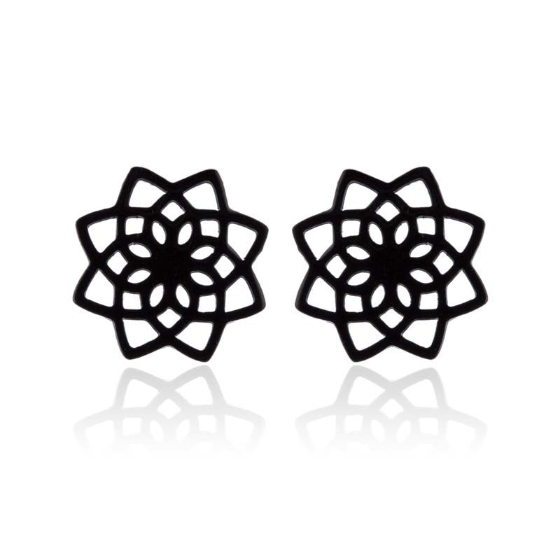 Snow Lotus Flower Hollow Stud Earrings - Fresh and Simple Floral Jewelry