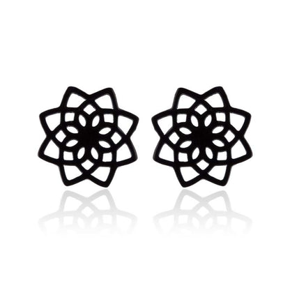 Snow Lotus Flower Hollow Stud Earrings - Fresh and Simple Floral Jewelry