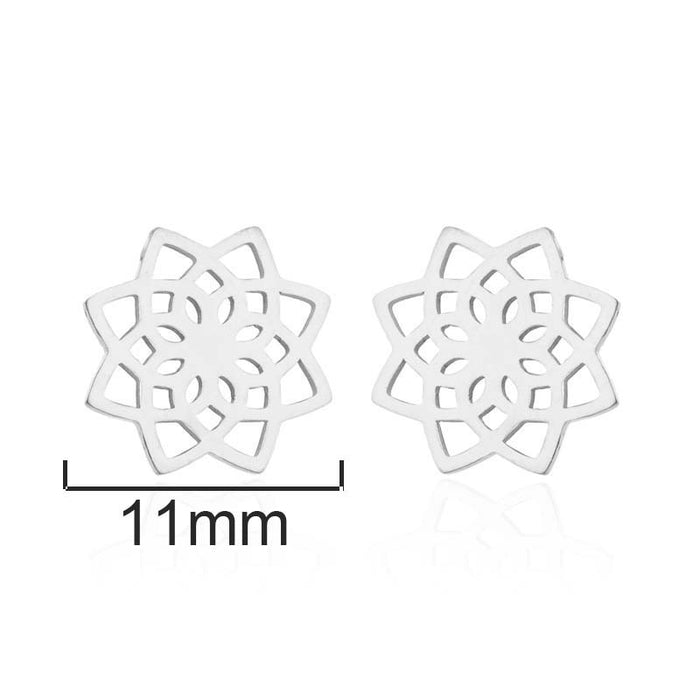 Snow Lotus Flower Hollow Stud Earrings - Fresh and Simple Floral Jewelry