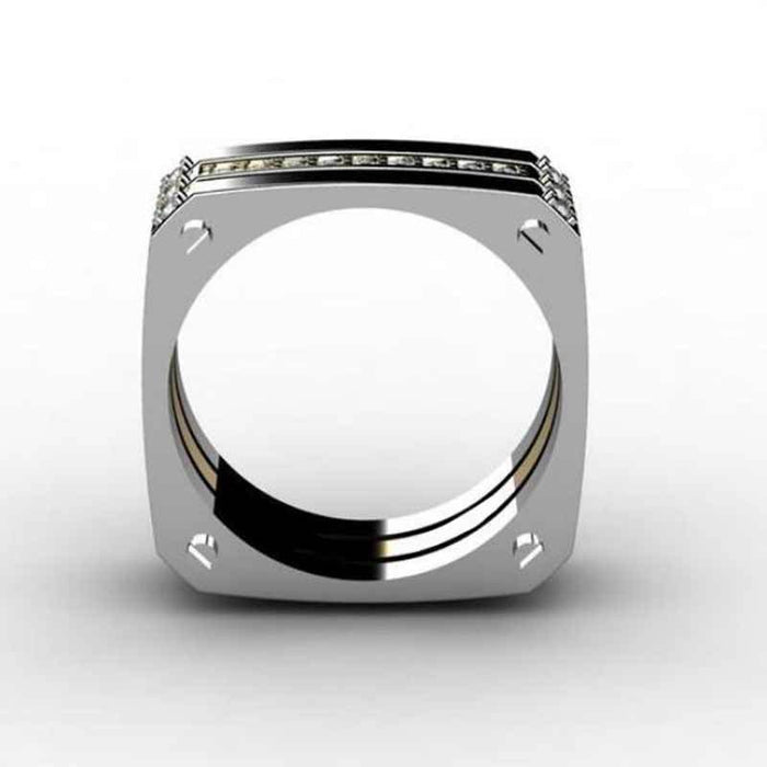 Gold-plated zircon hollow petal ring