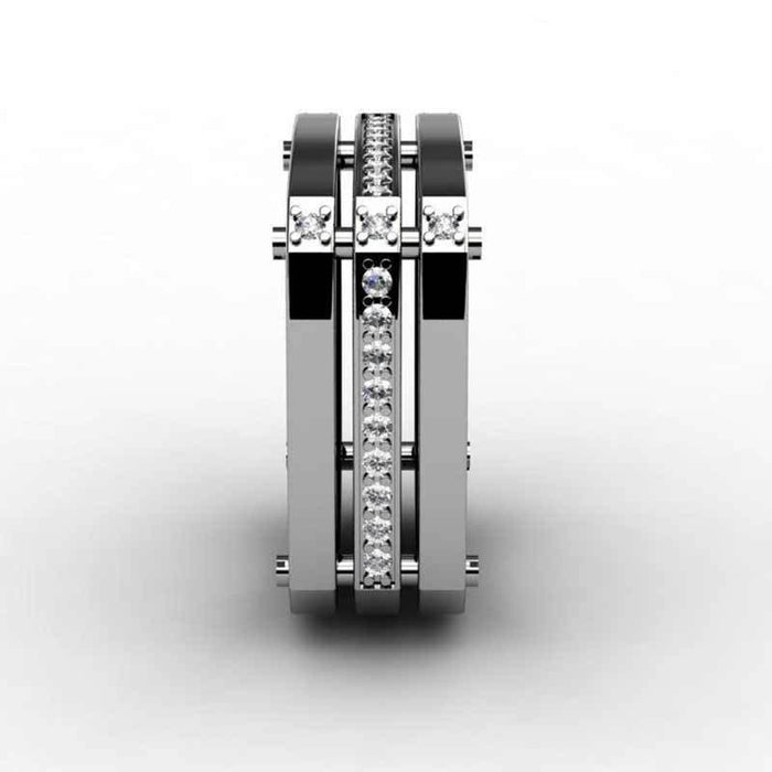 Gold-plated copper square ring with zircon