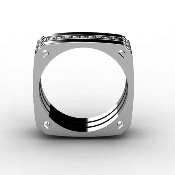 Gold-plated copper square ring with zircon