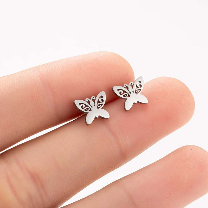 Butterfly Stainless Steel Stud Earrings - Simple and Fresh Animal Jewelry