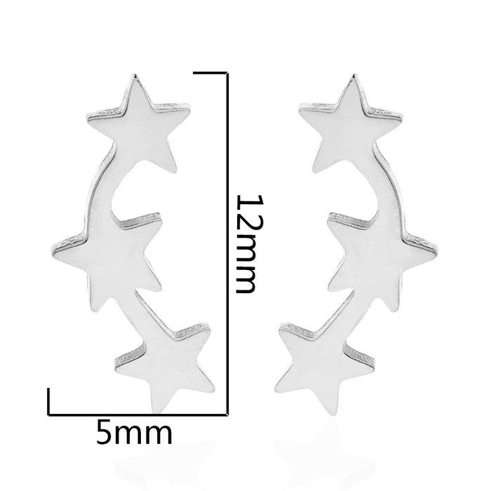 Pendientes de acero inoxidable con triple estrella: joyas geométricas sencillas y elegantes