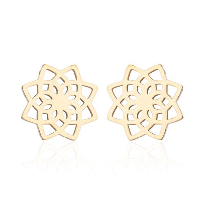 Snow Lotus Flower Hollow Stud Earrings - Fresh and Simple Floral Jewelry