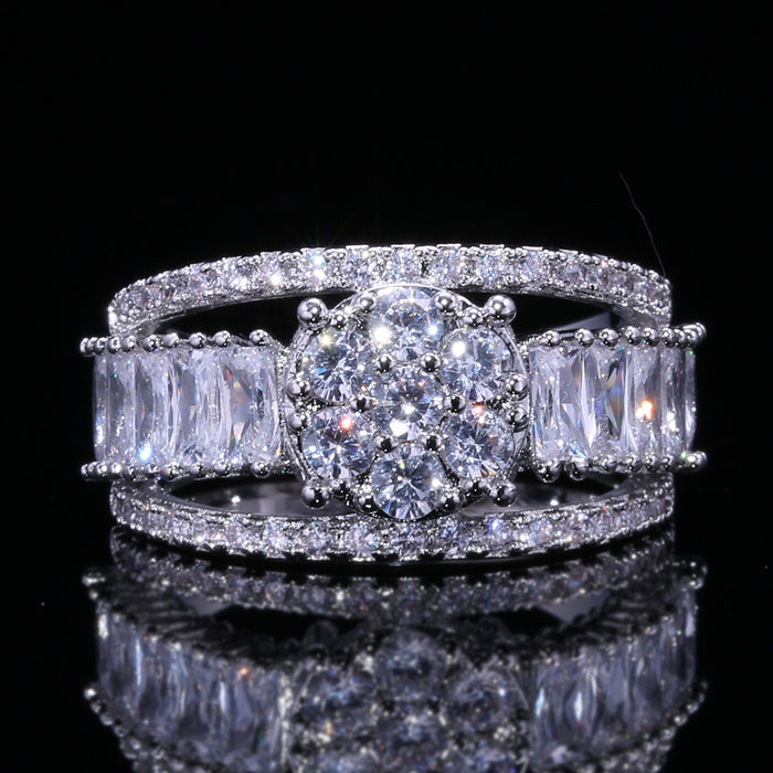 Gold-plated zircon and pearl ring