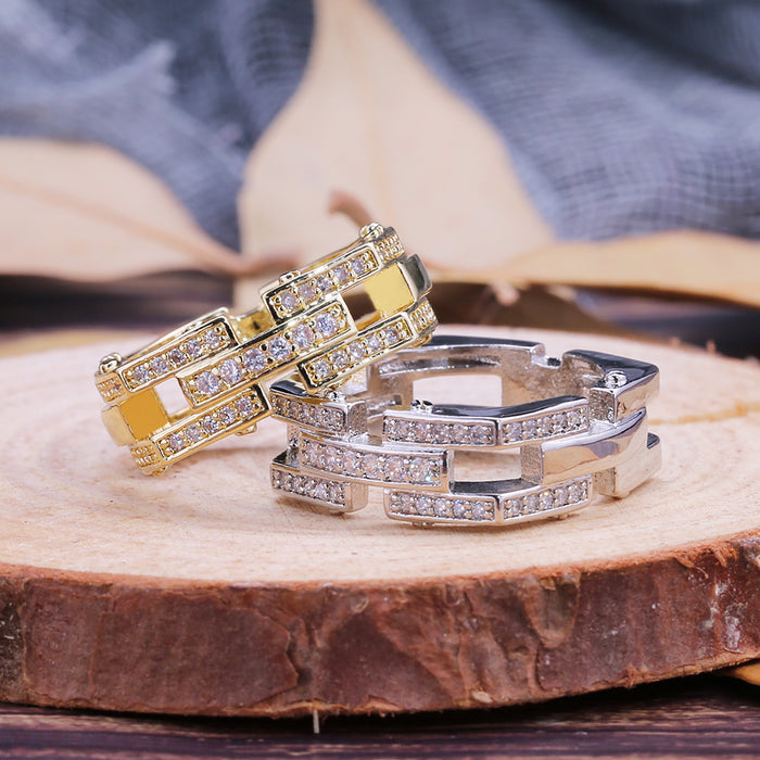 Gold-plated zircon heart-shaped double-layer ring
