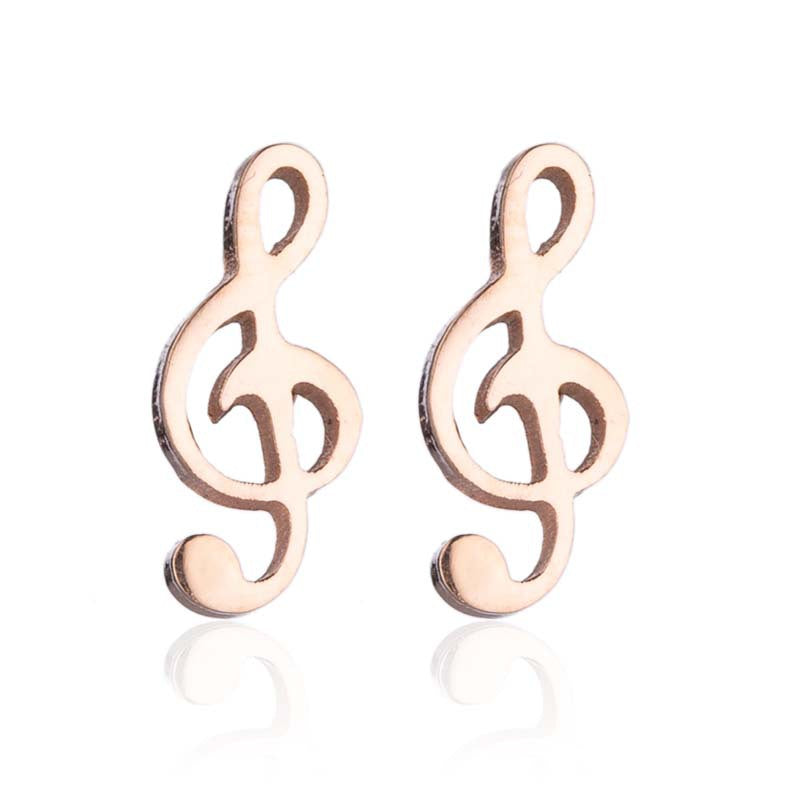 Musical note earrings, fashionable stainless steel girlfriends music symbol earrings ins European and American popular small accessories wholesale