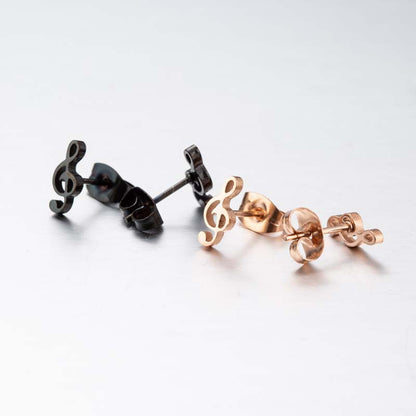 Musical note earrings, fashionable stainless steel girlfriends music symbol earrings ins European and American popular small accessories wholesale