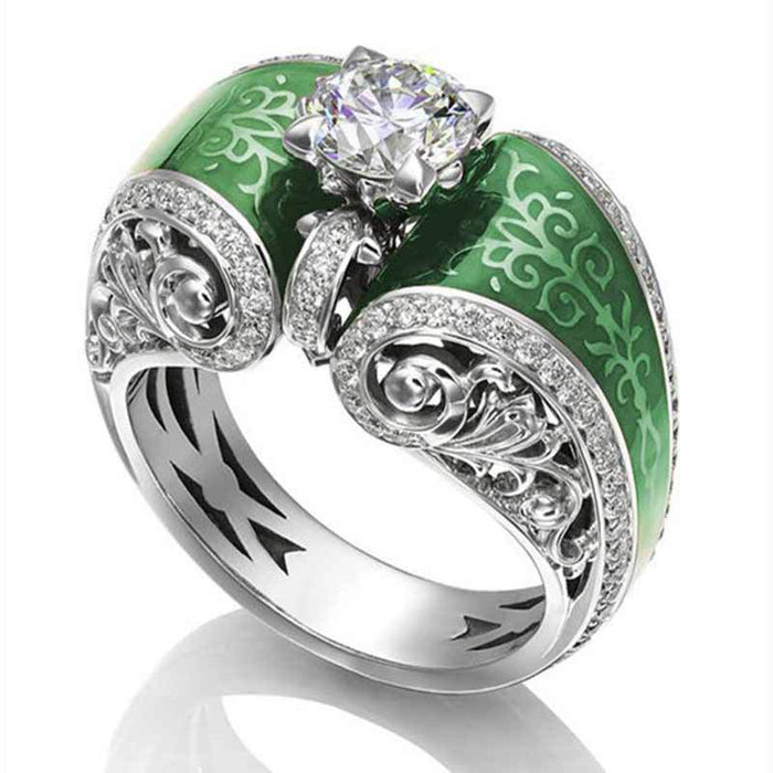 Gold-plated copper adjustable open ring with diamonds