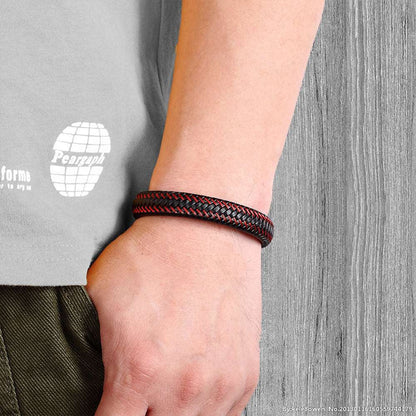 Bracelet Stainless Steel Genuine Leather Bracelet Red Bracelet