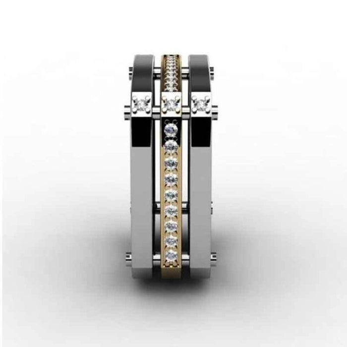 Gold-plated zircon hollow petal ring