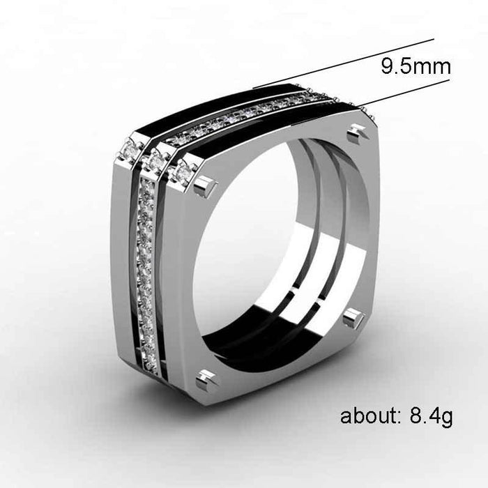 Gold-plated copper square ring with zircon