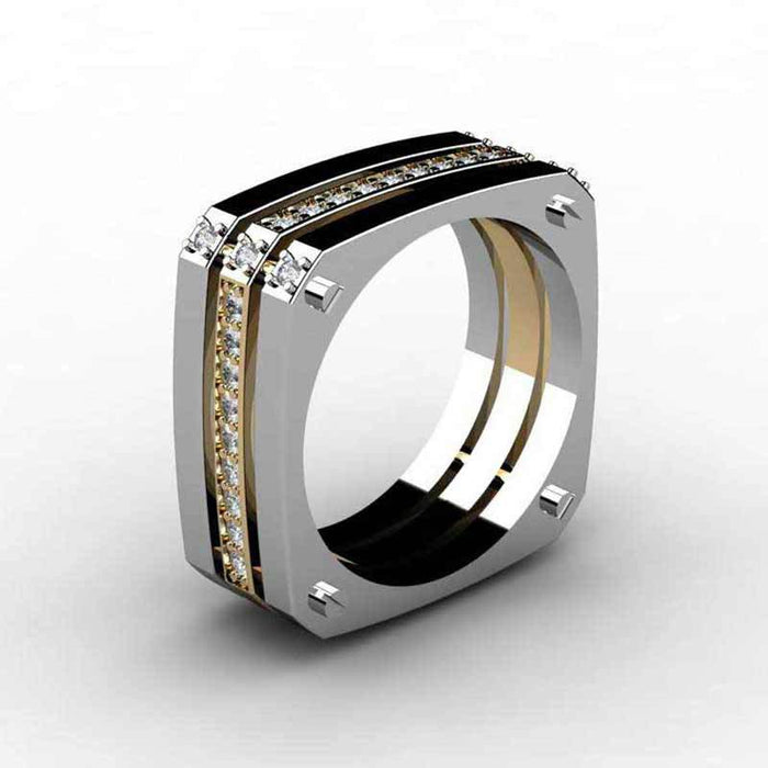Gold-plated zircon hollow petal ring