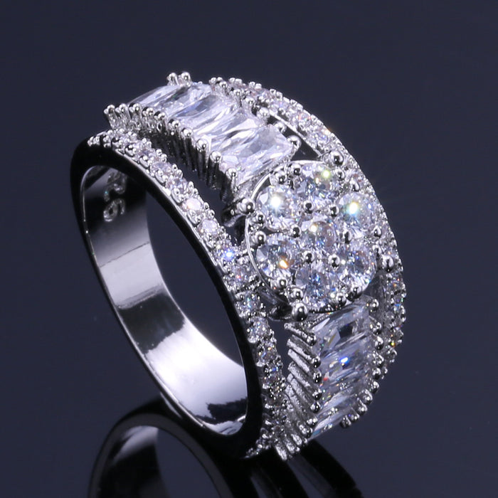 Gold-plated zircon and pearl ring