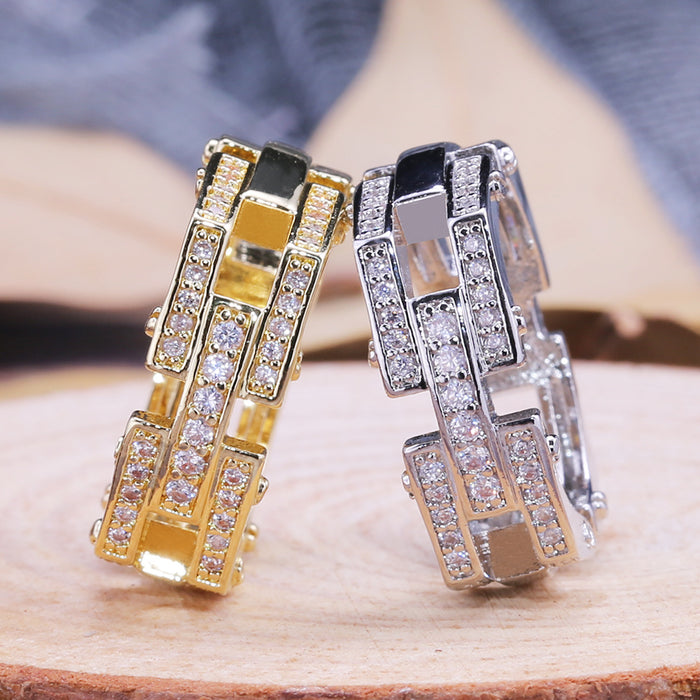 Gold-plated zircon heart-shaped double-layer ring