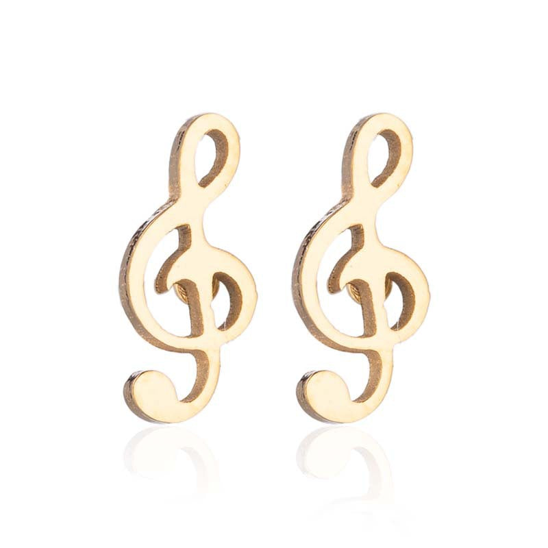 Musical note earrings, fashionable stainless steel girlfriends music symbol earrings ins European and American popular small accessories wholesale