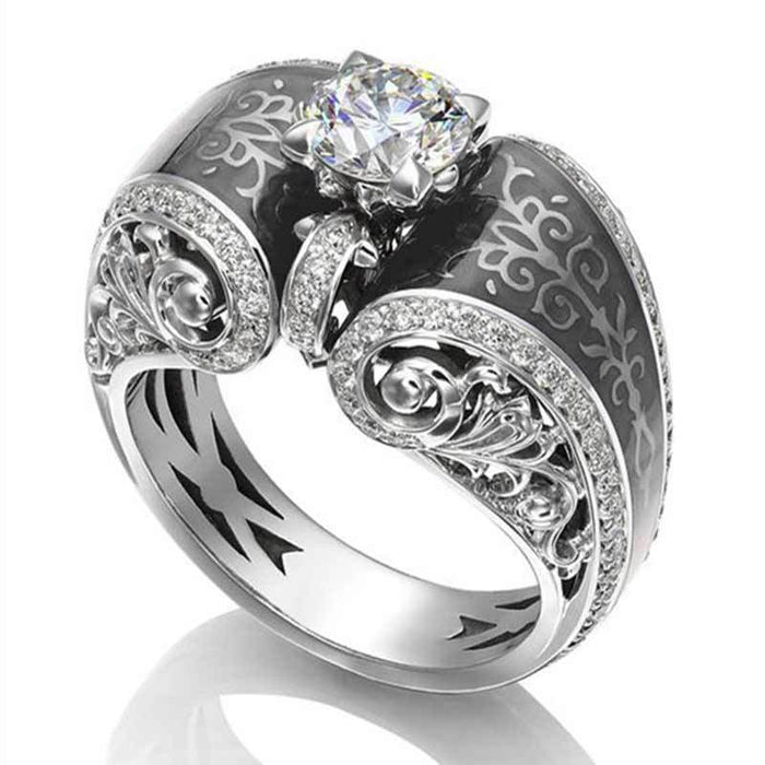 Gold-plated copper adjustable open ring with diamonds