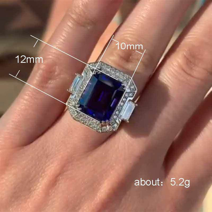 Blue gemstone ring women's engagement creative design