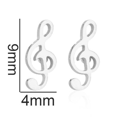 Musical note earrings, fashionable stainless steel girlfriends music symbol earrings ins European and American popular small accessories wholesale