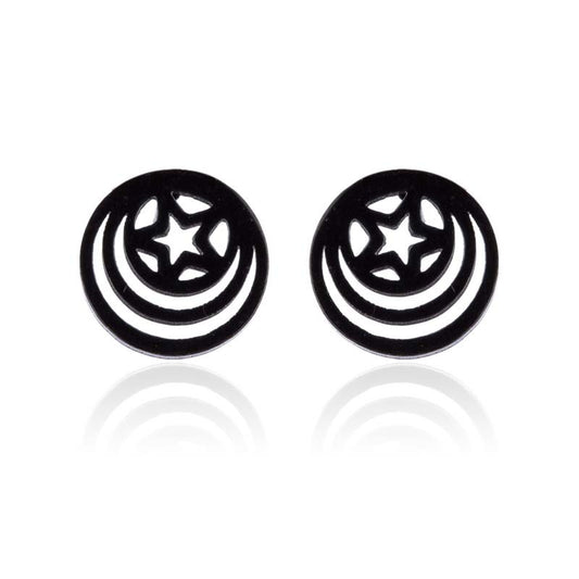 Hollow Star and Circle Stainless Steel Earrings - Stylish Geometric Jewelry for Women