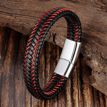 Bracelet Stainless Steel Genuine Leather Bracelet Red Bracelet