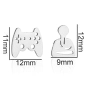 Asymmetrical gamepad stainless steel stud earrings - wallojewerly 