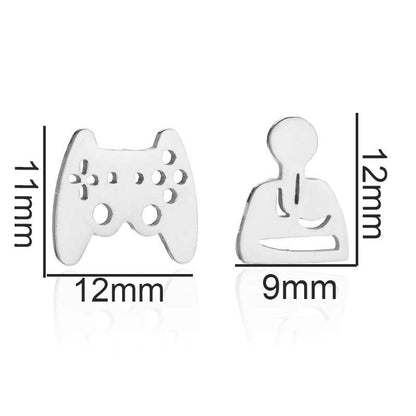 Asymmetrical gamepad stainless steel stud earrings - wallojewerly 