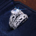 Hollow heart openwork ring couple combination ring set - wallojewerly 