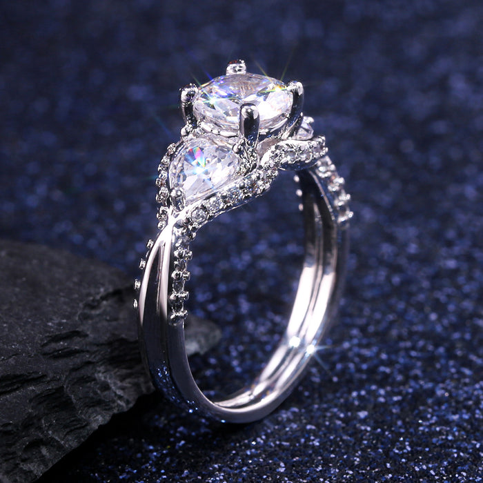 Gold-plated oval ring with colored zircon