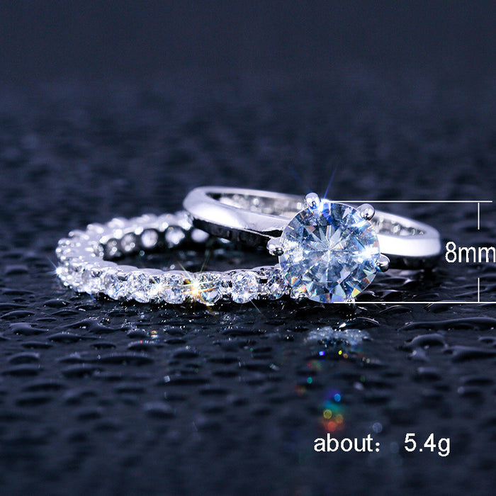 European and American style zircon engagement ring, casual and versatile couple ring