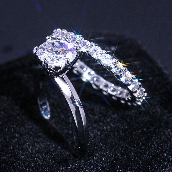 European and American style zircon engagement ring, casual and versatile couple ring