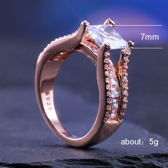 Platinum-plated zircon personalized retro women's ring