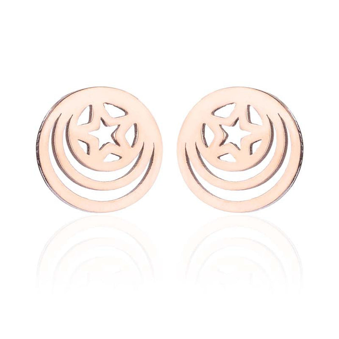 Hollow Star and Circle Stainless Steel Earrings - Stylish Geometric Jewelry for Women