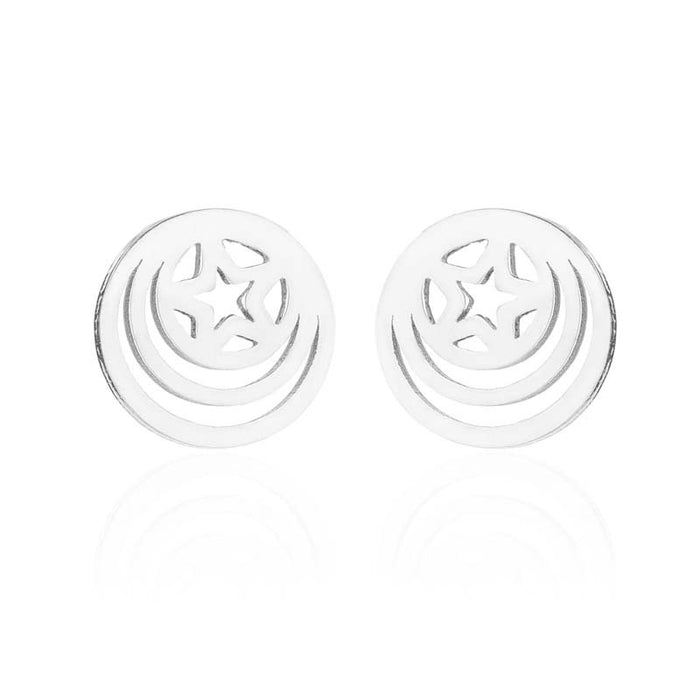 Hollow Star and Circle Stainless Steel Earrings - Stylish Geometric Jewelry for Women